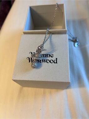 Vivienne Westwood Silver Pavé Orb Pendant Necklace